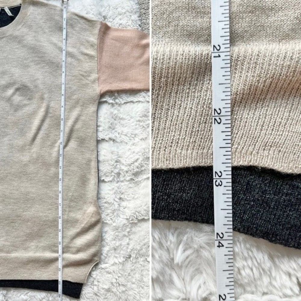 Rebecca Taylor Colorblock Crewneck Sweater Camel S - Picture 10 of 11